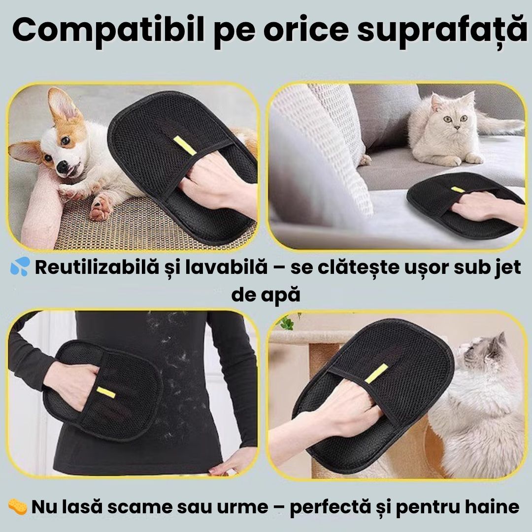 Set de 2 Mănuși pentru Îndepărtarea Părului de Animale – Curățenie Fără Efort!