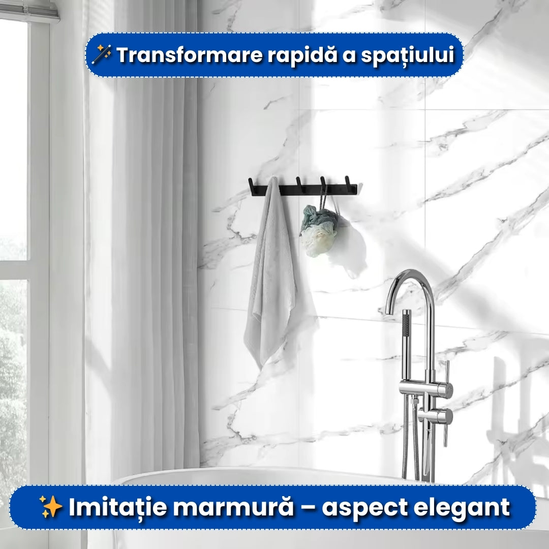 Set 10 Plăci Autocolante PVC – Imitație Marmură, 60×60 cm