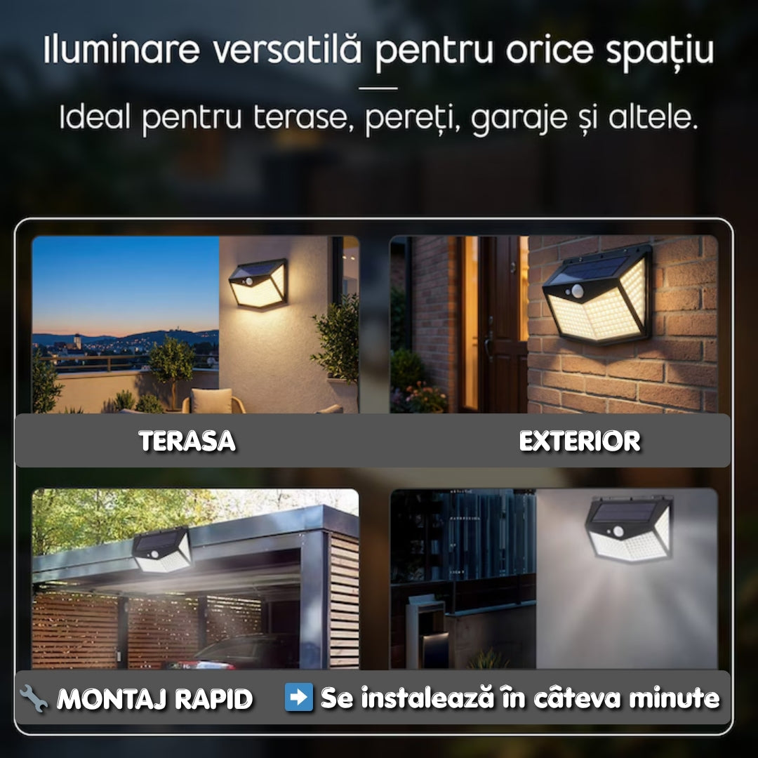 Set 6 Lămpi LED Solare cu Senzor de Mișcare – Iluminare Puternică pentru Exterior