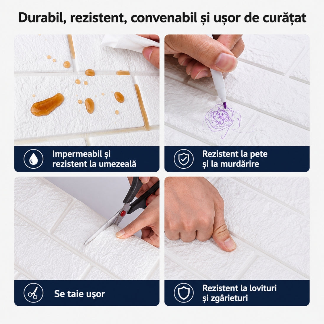 Set 10 Plăci Autoadezive Tip Cărămidă Albă – Transformă Rapid Orice Spațiu! 60x60 CM
