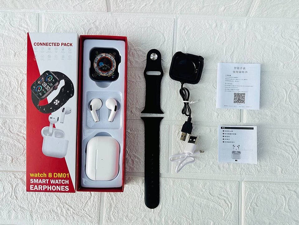 Pachet cu ceas inteligent si casti wireless