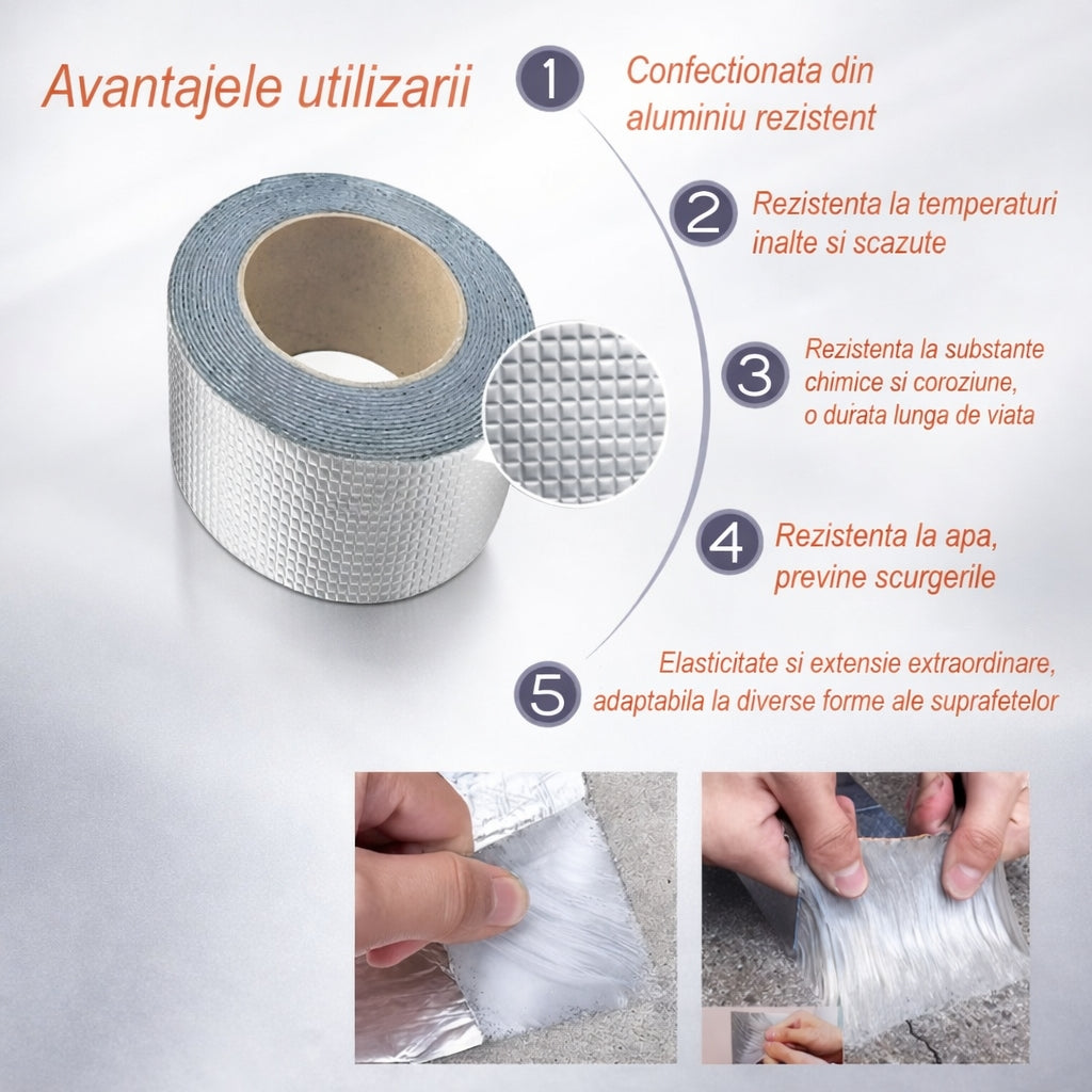 Set de 2 Benzi Adezive Profesionale Anti-Scurgeri 5M x 5CM – Fixare Durabilă pentru Orice Suprafață