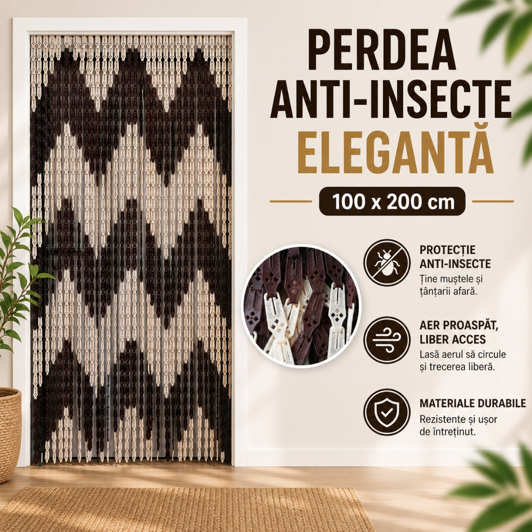 Cortina Anti-Insecte cu Model Elegant 100x200 cm – Aer Proaspăt Fără Țânțari