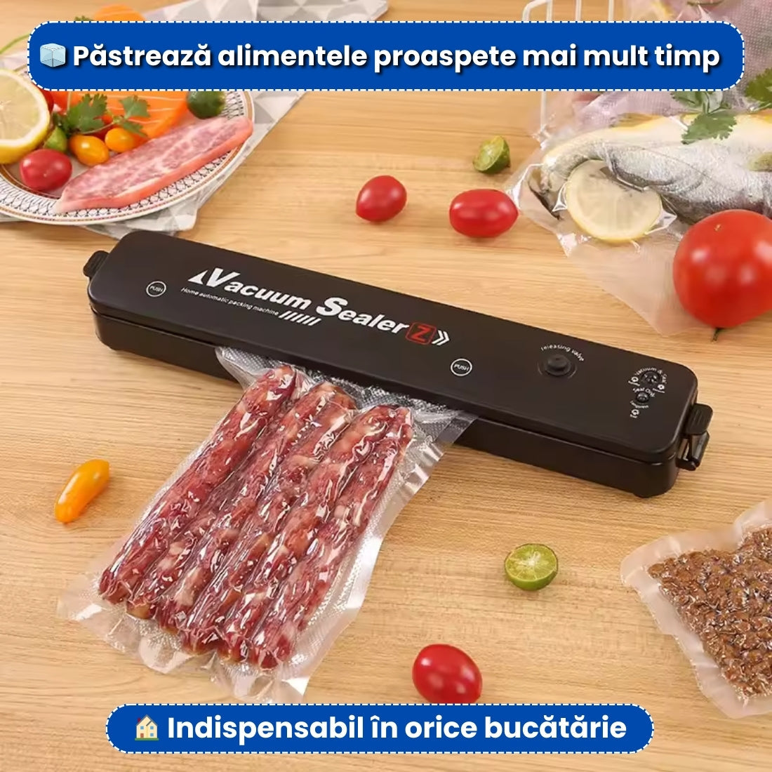 Aparat de Vidat Alimente + 50 Pungi Cadou – Păstrează Prospețimea