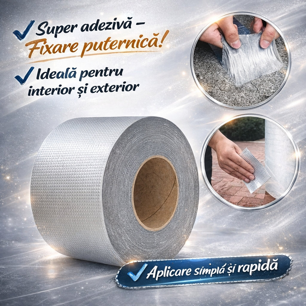 Set de 2 Benzi Adezive Profesionale Anti-Scurgeri 5M x 5CM – Fixare Durabilă pentru Orice Suprafață