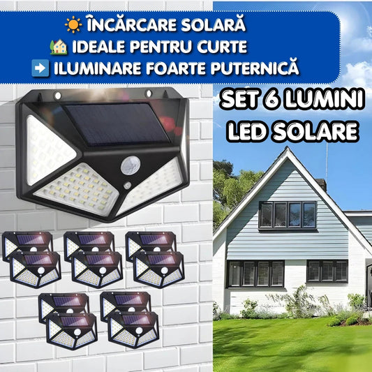 Set 6 Lămpi LED Solare cu Senzor de Mișcare – Iluminare Puternică pentru Exterior