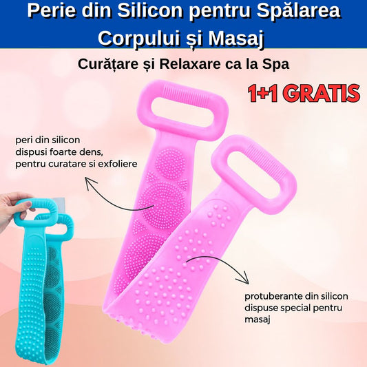 Set de 2 Perii din Silicon pentru Spălarea Corpului și Masaj – Curățare și Relaxare ca la Spa