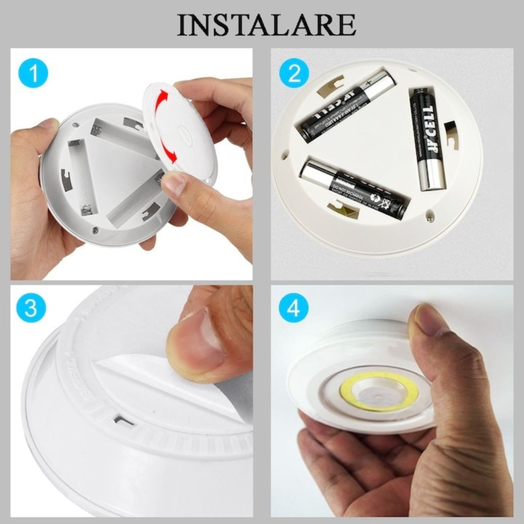 Set 3 Lămpi LED cu Telecomandă – Intensitate Reglabilă, Lipire Fără Urme, Iluminat Modern și Eficient