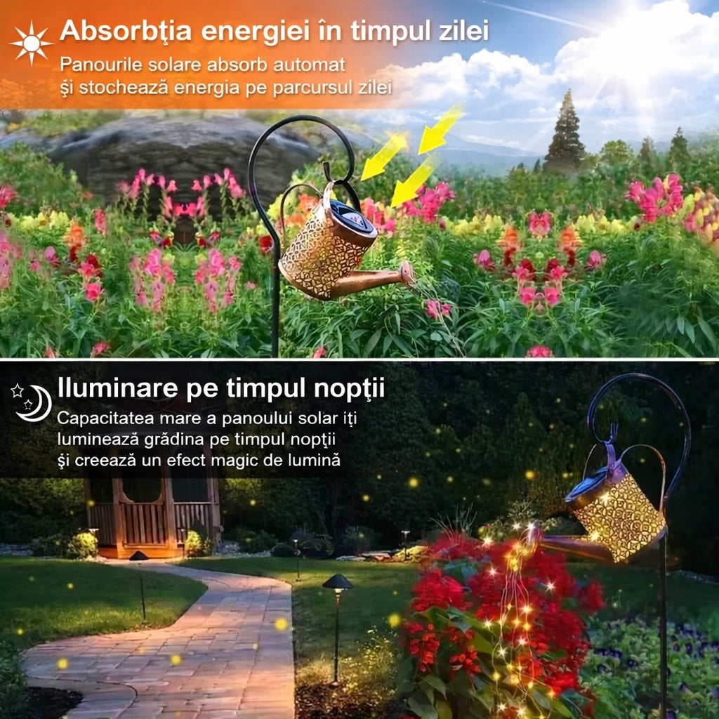 Set de 2 lampi solare tip stropitoare design retro - Magia luminii unice in gradina ta