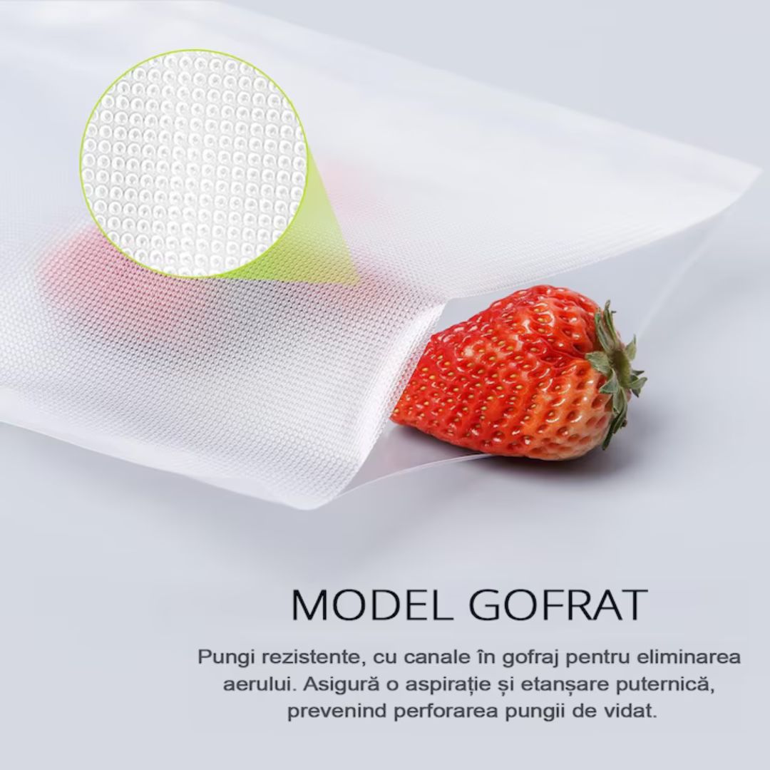 Set 100 Pungi de Vidat Gofrate 17x25 cm – Compatibile cu Toate Aparate de Vidat
