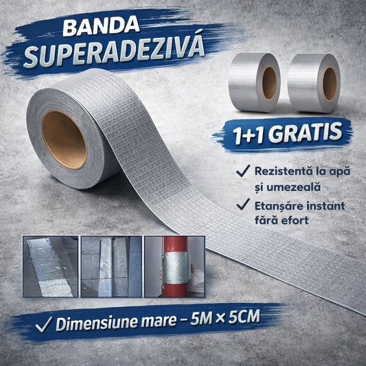 Set de 2 Benzi Adezive Profesionale Anti-Scurgeri 5M x 5CM – Fixare Durabilă pentru Orice Suprafață
