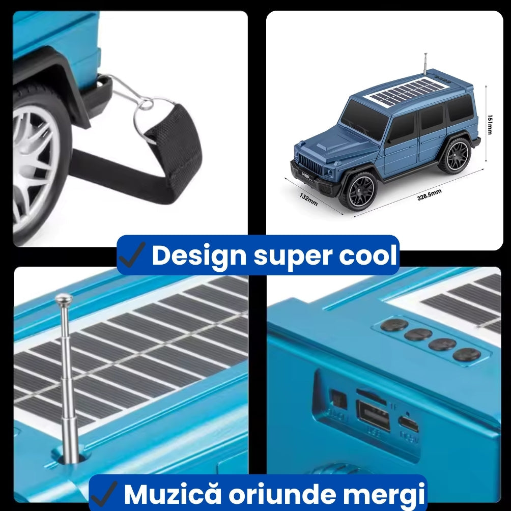 Boxă Portabilă Tip Mașină cu Încărcare Solară și Bluetooth 5.0