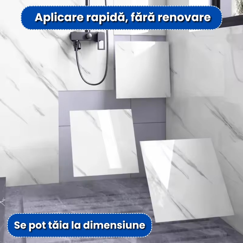Set 10 Plăci Autocolante PVC – Imitație Marmură, 60×60 cm