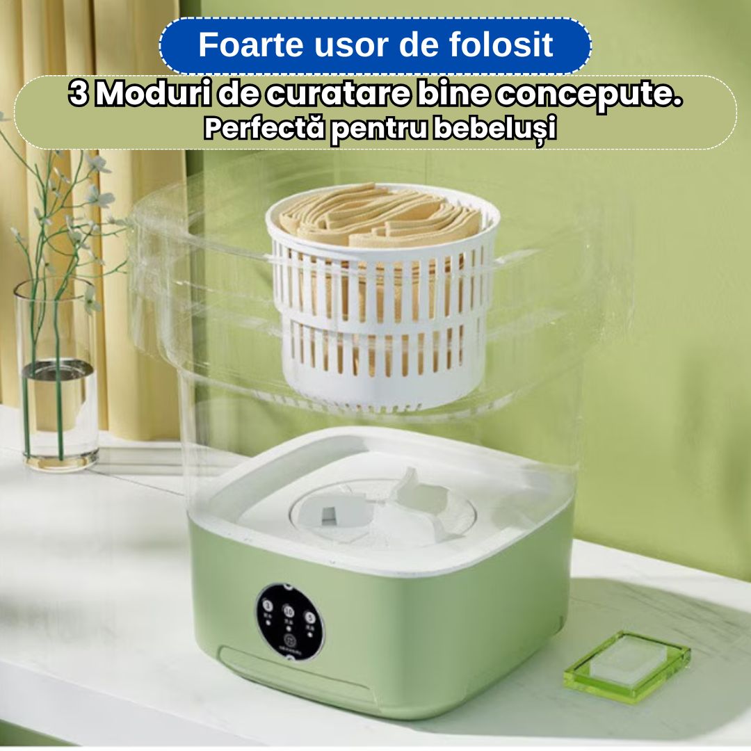 Mini Mașină de Spălat Portabilă 6.5 L – Pliabilă, Silențioasă, Eficientă