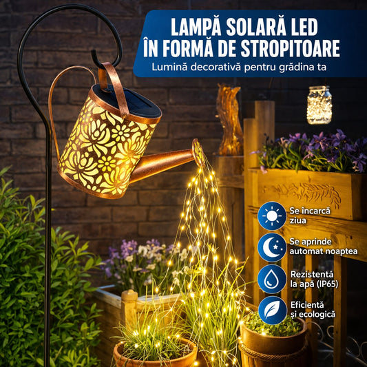 Set de 2 lampi solare tip stropitoare design retro - Magia luminii unice in gradina ta