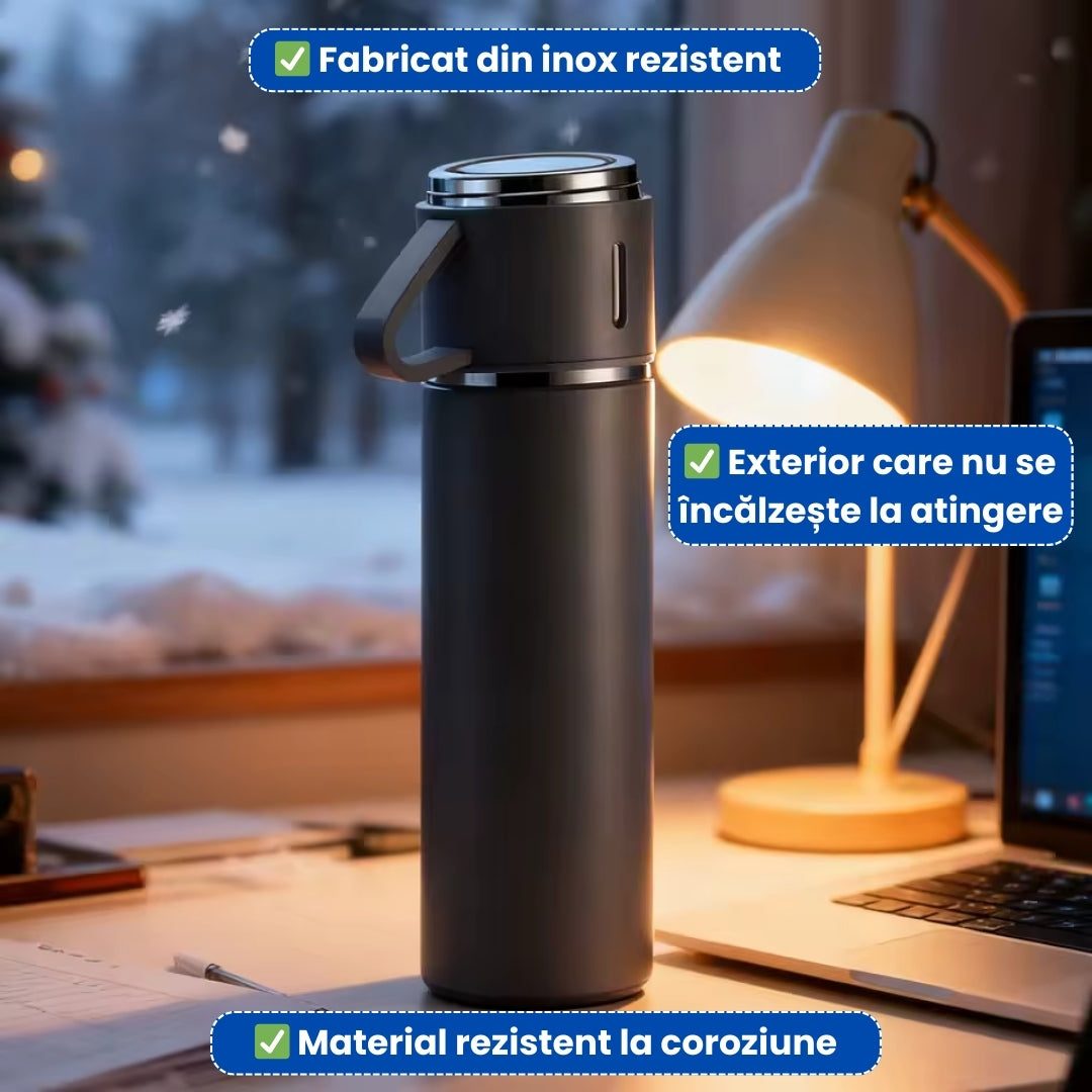 Termos din Inox rezistent - 500 ml cu 3 Căni Incluse