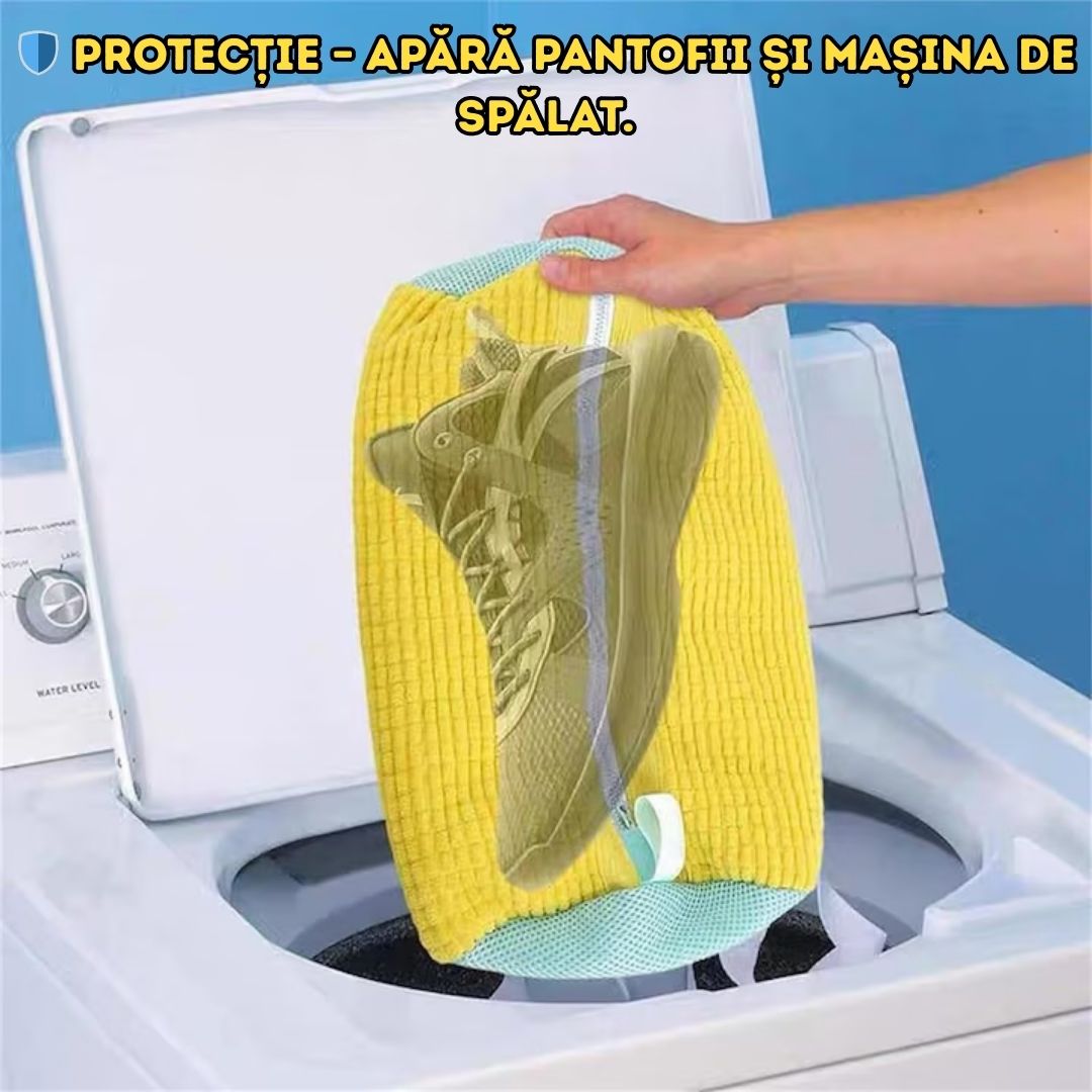 Set 1+1 Saci pentru Spălat Pantofi – Material Moale si Rezistent la Deformare, Protejeaza Incaltamintea si Masina