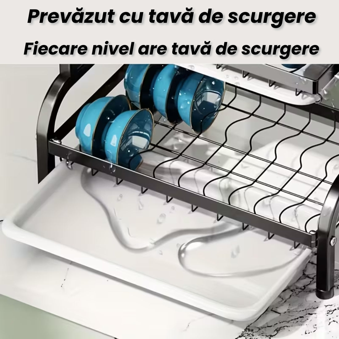 Suport pentru Vase cu 3 Niveluri – Organizator Modern pentru Bucătărie din Metal