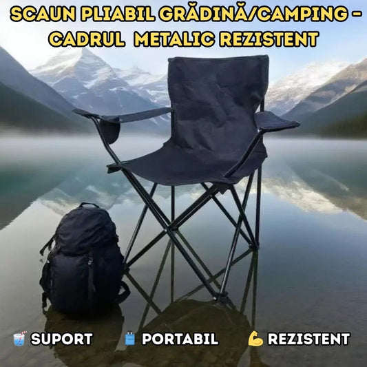 Scaun pliabil pentru pescuit, camping - 80x44x80 cm, Cadrul Metalic Rezistent