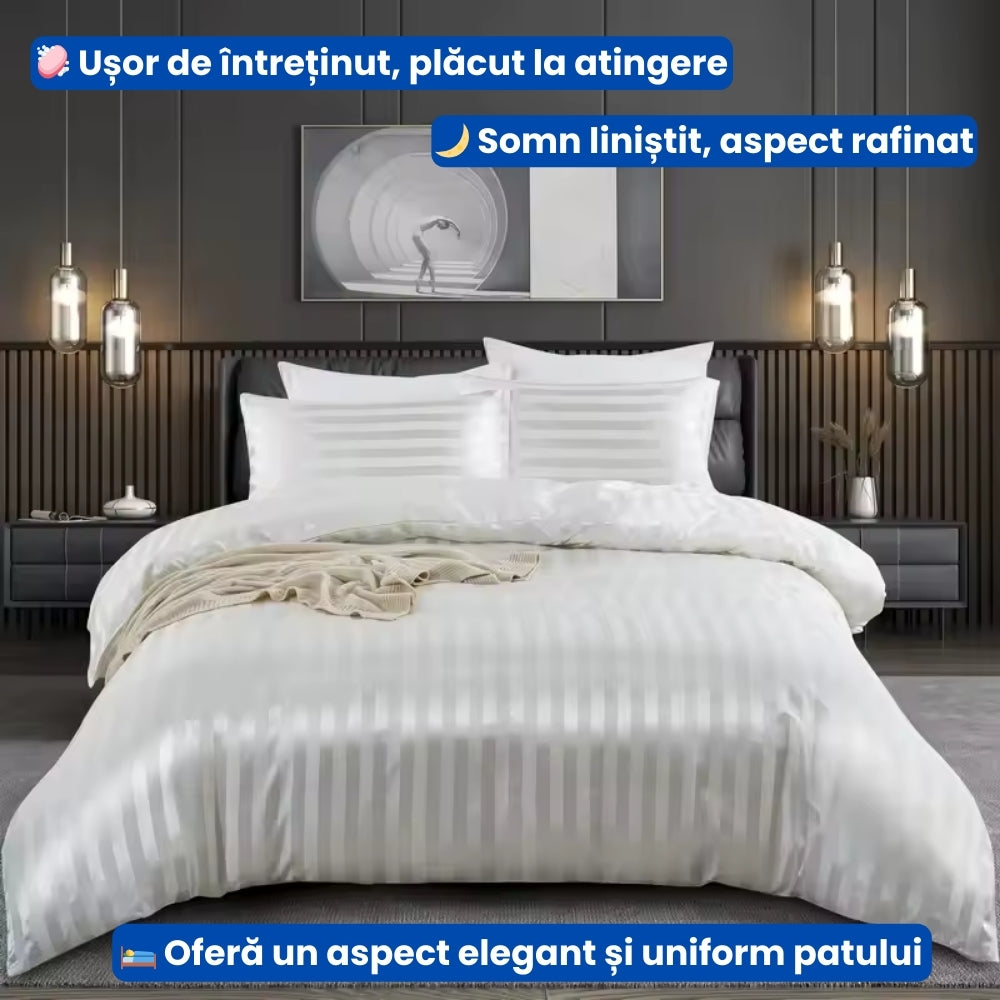 Lenjerie de Pat din Damasc – Set Complet 6 Piese, Elegant și Confortabil