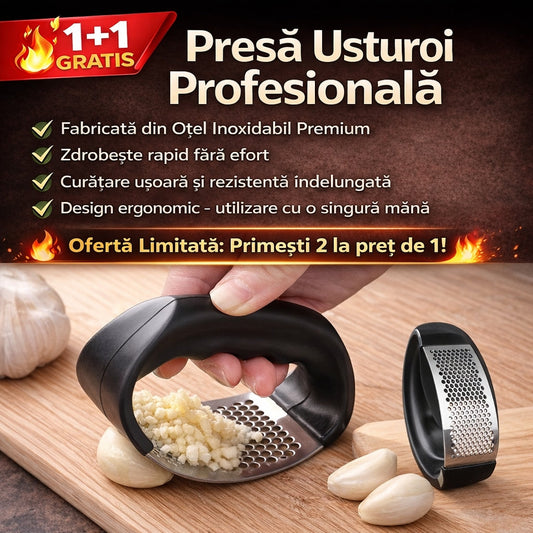 Set de 2 Prese Usturoi Profesionale din Oțel Inoxidabil Premium – Zdrobire Rapidă