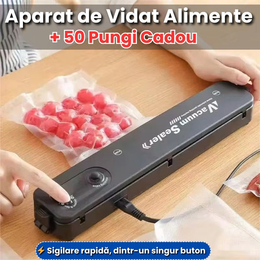 Aparat de Vidat Alimente + 50 Pungi Cadou – Păstrează Prospețimea