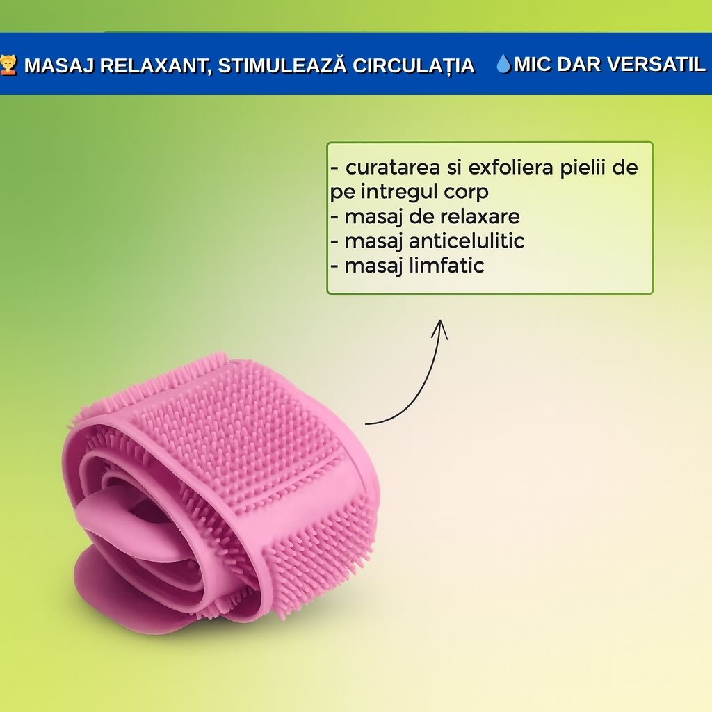 Set de 2 Perii din Silicon pentru Spălarea Corpului și Masaj – Curățare și Relaxare ca la Spa