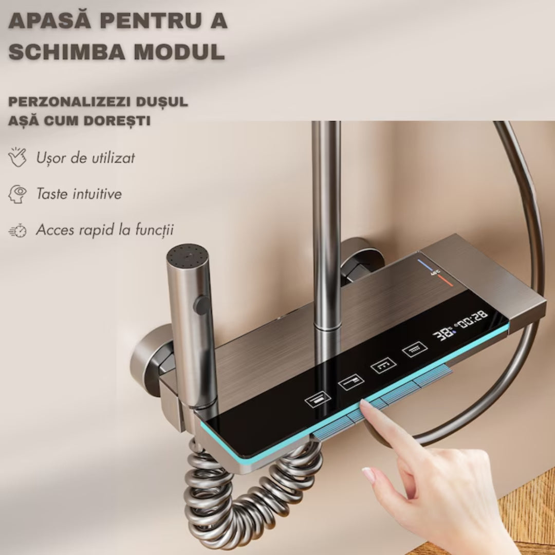 Set Duș Modern Digital cu Iluminare LED și Afișaj al Temperaturii – Design Modern, Confort Maxim