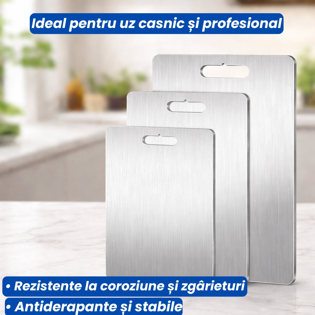 Set 3 Tocătoare Premium din Oțel Inoxidabil cu Titan – Rezistente și Igienice