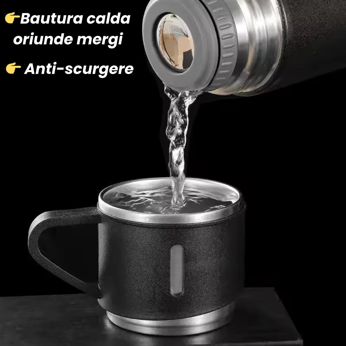 Termos din Inox rezistent - 500 ml cu 3 Căni Incluse