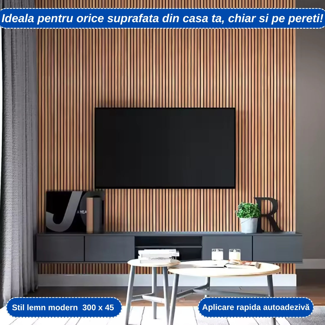 Set de 6 folii Autocolante pentru Mobilier și Pereți – Design Lemn Modern