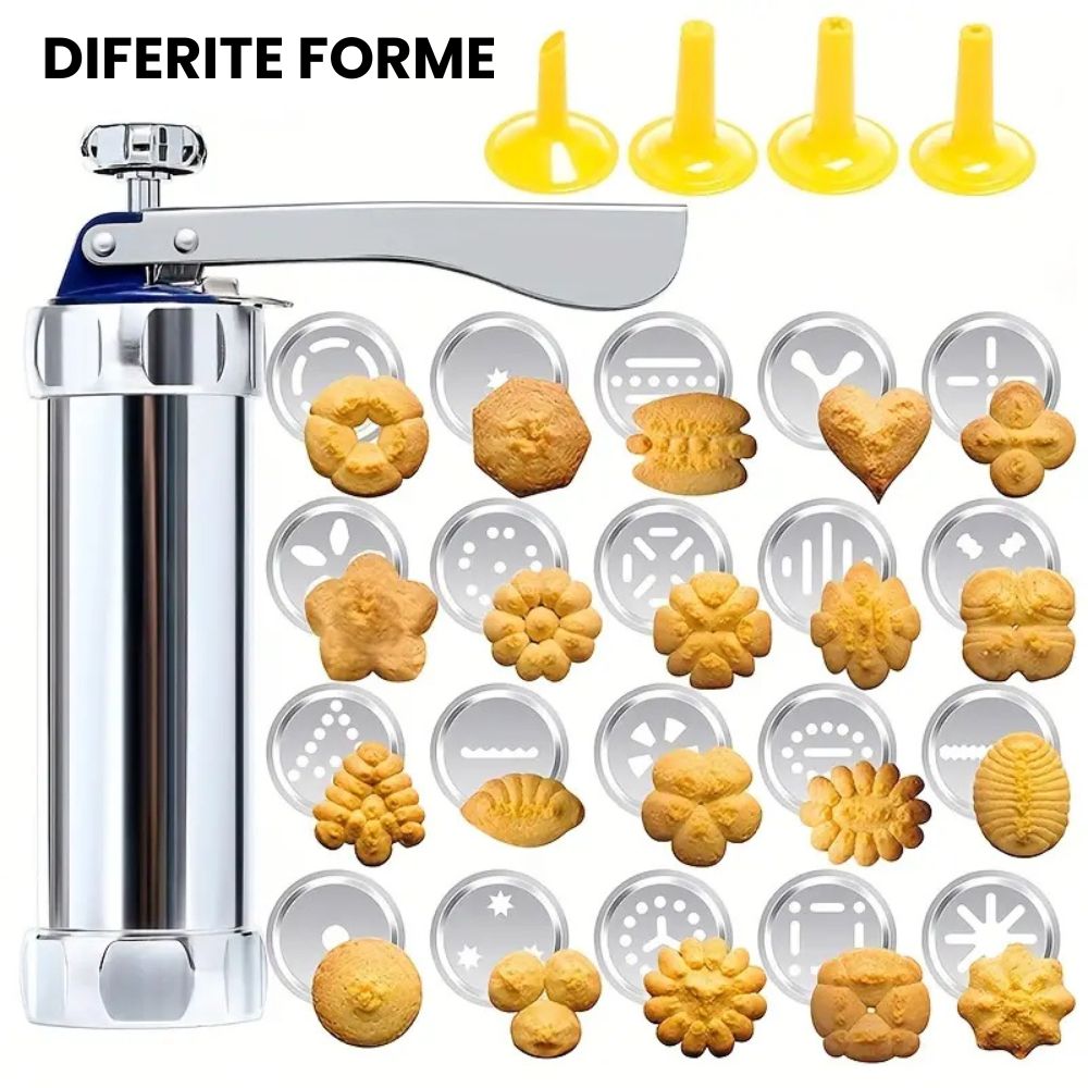 Aparat de Făcut Biscuiți cu 10 de Forme și 4 Duze – Ușor de Folosit, Rezultate Perfecte de Fiecare Dată
