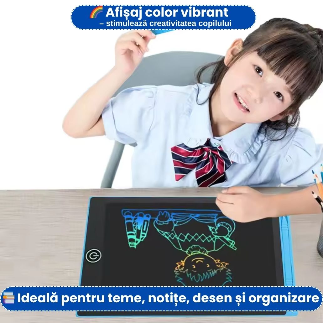 Tableta Digitală Color 8.5 Inch – Scriere & Desen, Ștergere Instantă