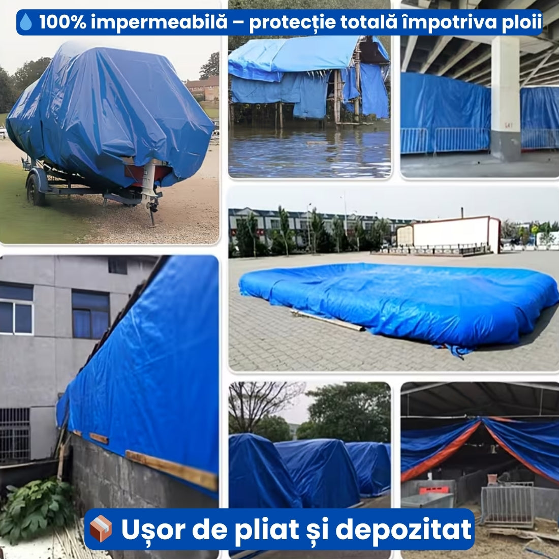 Set de 2 Prelate Impermeabile 4×5 m pentru Exterior – Protecție împotriva Ploii, Vântului și Soarelui