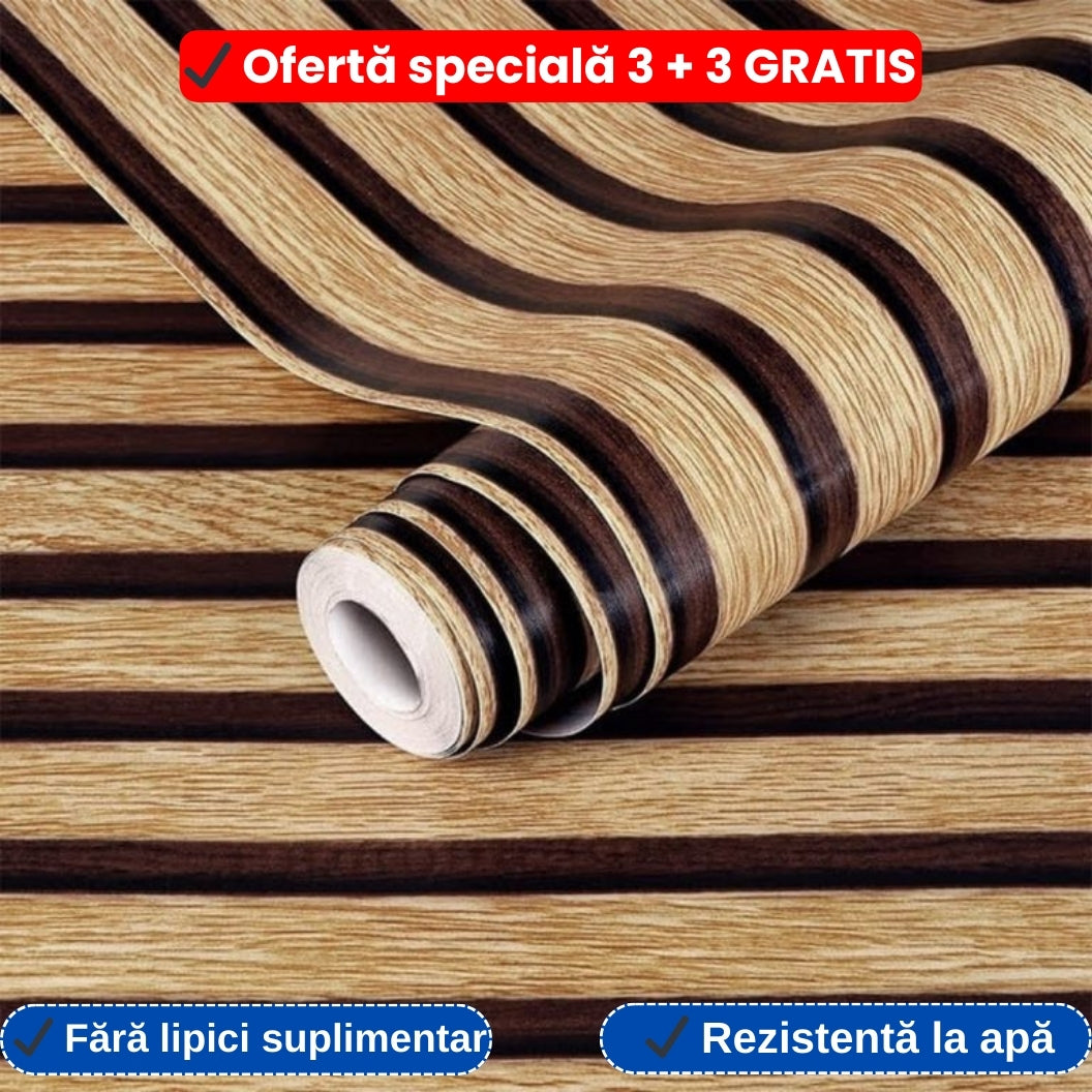 Set de 6 folii Autocolante pentru Mobilier și Pereți – Design Lemn Modern