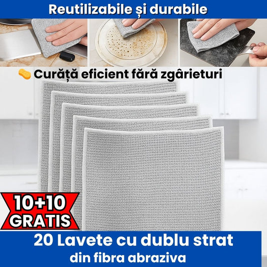 Set de 20 Lavete din Fibră Abrazivă– Puternice, Durabile, Reutilizabile, Fără Zgârieturi