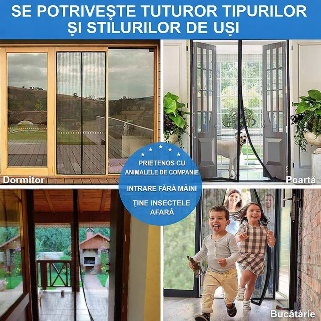 Set de 2 Perdele Magnetice Anti-Insecte 100x210 cm – Protecție Maximă pentru Uși