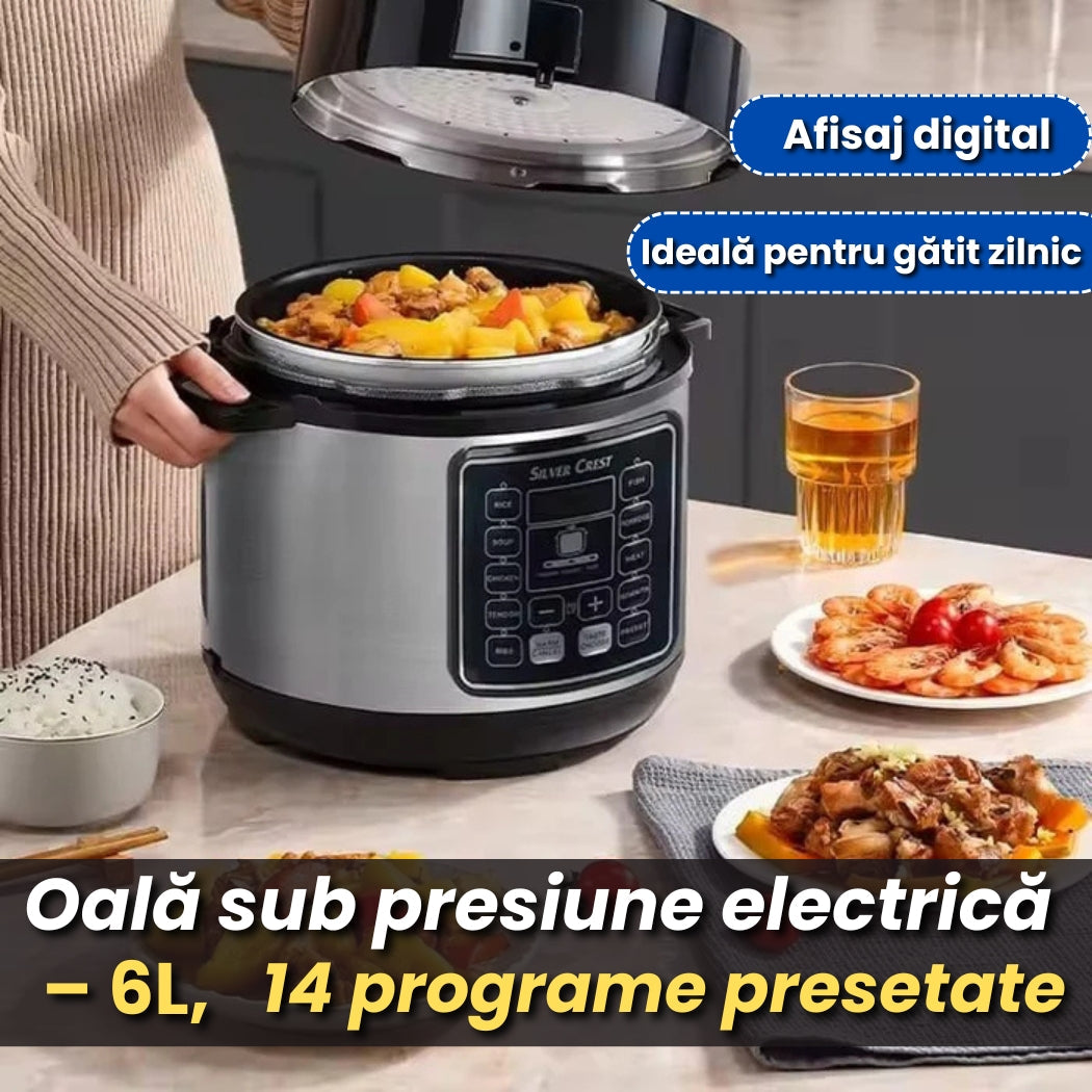 Oală Sub Presiune Electrică 6L – 1050W, Panou Digital cu Multe Programe