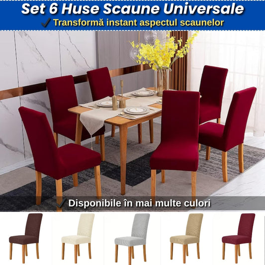 Set 6 Huse Universale pentru Scaune – Transformă si Protejeaza Aspectul Scaunelor