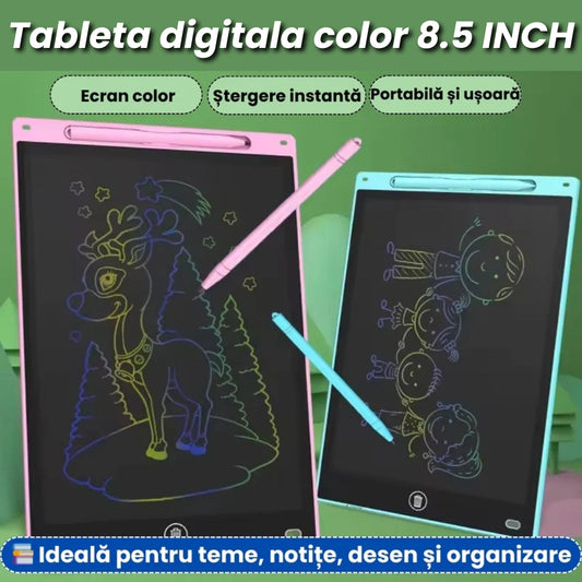 Tableta Digitală Color 8.5 Inch – Scriere & Desen, Ștergere Instantă
