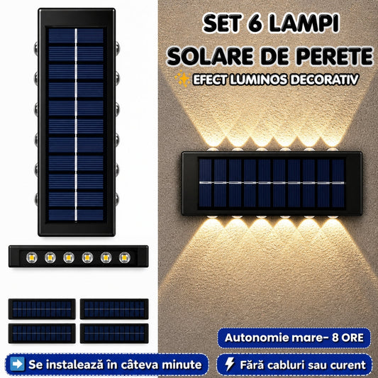 Set 6 Lămpi Solare de Perete – Iluminare Decorativă Exterior