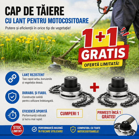 Set de 2 Accesorii cu lant pentru motocoasa – Ideal pentru iarba tare si arbusti