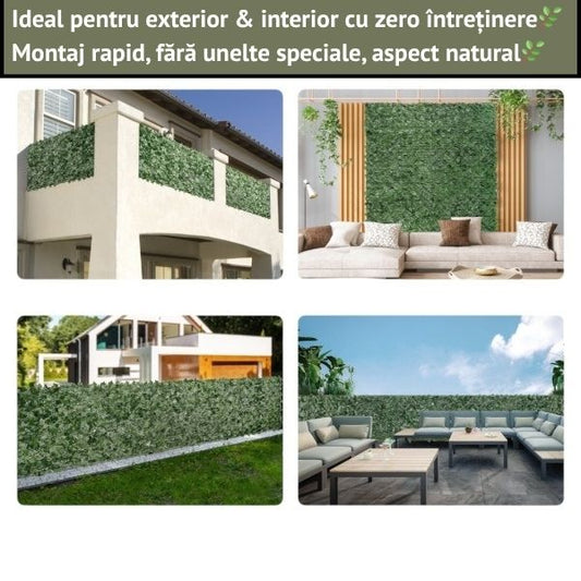 Gard decorativ artificial cu frunze – Fara intretinere (1x3 m)