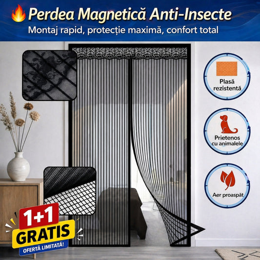 Set de 2 Perdele Magnetice Anti-Insecte 100x210 cm – Protecție Maximă pentru Uși
